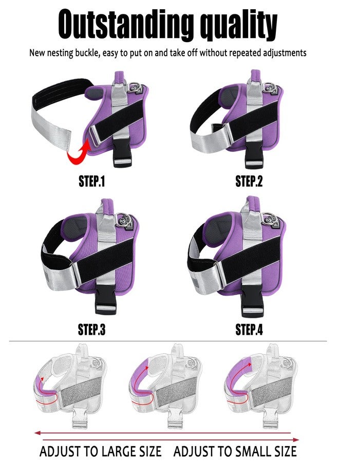 Bolux Dog Harness, No-Pull Reflective Dog Vest, Breathable Adjustable Pet Harness with Handle for Outdoor Walking - No More Pulling, Tugging or Choking (Lavender, Medium (Pack of 1)) - Image 3